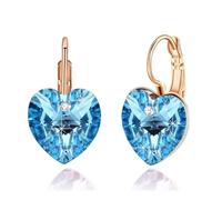 Boucles d'oreilles dormeuses en forme de cœur en cristal autrichien plaqué or rose 14 carats hypoallergéniques, cute earrings, Laiton Or rose, Cristal