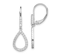 Boucles d'oreilles dormeuses en or 14 carats avec diamants cultivés en laboratoire Si1 Si2 G H I 29,3 x 9,76 mm de large - Cadeau pour maman