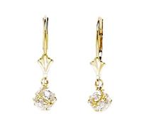 Boucles d'oreilles dormeuses en or jaune 14 carats CZ imitation diamant petite boule disco 23 x 6 mm pour femme