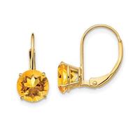 Boucles d'oreilles dormeuses en or jaune 14 carats poli avec citrine de 7 mm de large 18 x 7 mm de large pour femme