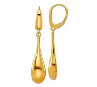 Boucles d'oreilles dormeuses en or jaune massif 14 carats polies en forme de larme 44 x 5,2 mm de large pour femme