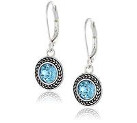 Boucles d'oreilles dormeuses faites à la main en cristal de Bohême pour femme - Légères en plaqué argent 925 - Boucles d'oreilles pendantes bohème en forme de larme (noir, bleu, perle blanche), 1.1in