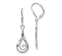 Boucles d'oreilles dormeuses fantaisie en argent sterling 925 poli 39 x 12 mm de large pour femme