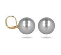 Boucles d'oreilles""dormeuses perles grise ""plaqué or 7580/000