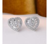 Boucles d'oreilles double couche en forme de cœur mixte long bâton et zircone cubique circulaire, convient pour les mariages, les anniversaires, la Saint-Valentin et les dîners