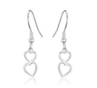 Boucles d'oreilles double cœur en argent sterling