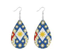 Boucles d'oreilles double face avec motif feuille d'encre à injection directe qui ne tombent pas facilement. Boucles d'oreilles décontractées, watertrop, Bois Métal, Pas de pierre précieuse