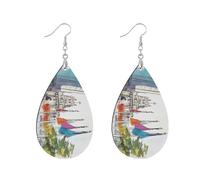 Boucles d'oreilles double face en forme de feuille - Encre à injection directe - Ne tombe pas facilement - Cadeau pour elle, leaf, Bois Métal, Pas de pierre précieuse