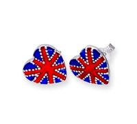 Boucles d'Oreilles Drapeau Anglais en Argent 925/1000 et Email