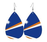 Boucles d'oreilles drapeau des îles Marshall en cuir, boucles d'oreilles de style européen et américain pour jeunes femmes, cadeaux d'anniversaire / Saint-Valentin