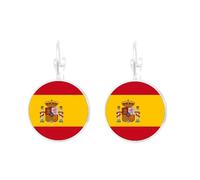 Boucles d'oreilles Drapeau D'Espagne - Boucles d'oreilles Pendantes avec Drapeau National Espagnol,Bijoux,Tendance,Motif À Rayures Rouges,Crochet De Bannière,Boucles d'oreilles Pendantes Créa