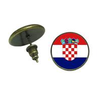 Boucles D'Oreilles Drapeau National,Boucles D'Oreilles À Tige Avec Drapeau De La Croatie - Fierté Croate Sur Le Thème Du Pays - Boucles D'Oreilles Rondes En Verre Artisanal - Cadeau Pour Femm