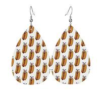 Boucles d'oreilles drôles de motif d'amant de hot-dog pour femmes filles en cuir bijoux légers boucles d'oreilles pendantes en forme de larme