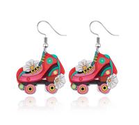 Boucles d'oreilles drôles en acrylique fluo style patineur rétro pour femme des années 70 et 80, Acrylique, Pas de gemme