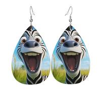 Boucles d'oreilles drôles en cuir avec imprimé zèbre en forme de larme pour femme, bijoux pour fête d'anniversaire, Saint-Valentin