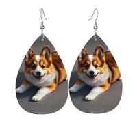 Boucles d'oreilles drôles en cuir imprimé en forme de goutte d'eau en forme de goutte d'eau - Accessoire tendance pour fêtes de fin d'année