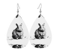 Boucles d'oreilles drôles en cuir lapin de style européen et américain pour jeunes femmes, cadeaux d'anniversaire / cadeaux de Saint-Valentin