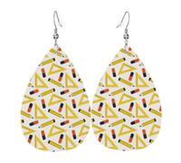 Boucles d'oreilles drôles en forme de crayon pour femme, boucles d'oreilles en cuir en forme de goutte d'eau pour femme, boucles d'oreilles tendance, boucles d'oreilles en forme de larme