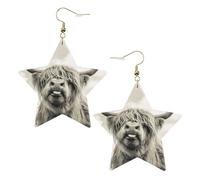 Boucles d'oreilles drôles en forme de vache des Highlands pour femme, boucles d'oreilles pendantes célestes en forme d'étoile pour une utilisation polyvalente, One Size, Cuir