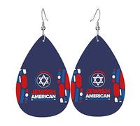 Boucles d'oreilles du mois du patrimoine juif américain pour les femmes Fashion Teardrop Drop Pendant Boucles d'oreilles en faux cuir