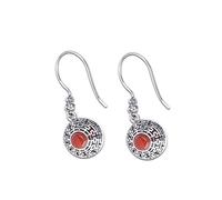 Boucles D'Oreilles Eardrop Boucles D'Oreilles Pour Femmes Thai Argent à la Main S925 Bijoux en Argent Sterling Creux Caractères Chinois Boucles D'Oreilles en Agate Rouge du Sudcomme Montré, LJBLEUS