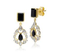 Boucles D'Oreilles ECFEW™ 'The Creator' En Onyx Noir, Spinelle Et Topaze Blanche
