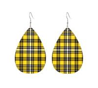 Boucles d'oreilles écossaises à carreaux jaunes et noirs, en forme de goutte d'eau, accessoires de mode