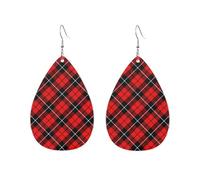 Boucles d'oreilles écossaises à carreaux rouges et noirs, style tartan rouge, bleu et noir, en forme de goutte d'eau, accessoires tendance