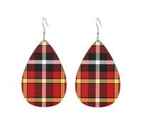 Boucles d'oreilles écossaises à carreaux rouges et noirs, style tartan rouge, bleu et noir, en forme de goutte d'eau, accessoires tendance