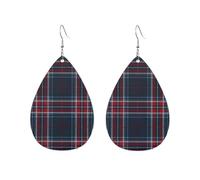 Boucles d'oreilles écossaises à carreaux tartan rouge, bleu et noir pour femmes, en forme de goutte d'eau, accessoires de mode