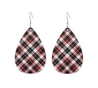 Boucles d'oreilles écossaises en forme de goutte d'eau, à carreaux tartan blancs, rouges et noirs, jaunes et bleus. Accessoires tendance pour femmes.