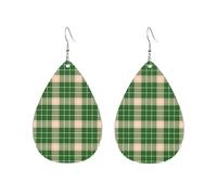 Boucles d'oreilles écossaises en forme de goutte d'eau à carreaux tartan jaune et bleu, motif pastèque, accessoires tendance