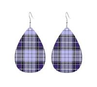 Boucles d'oreilles écossaises en forme de goutte d'eau à carreaux tartan violet, jaune et bleu