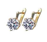 Boucles d'oreilles écossaises européennes et américaines avec une grande pierre principale tendance en zircon et boucles d'oreilles en argent véritable émeraude, Einheitsgröße, Cuivre