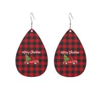 Boucles d'oreilles écossaises vintage en forme de goutte d'eau, motif tartan jaune et bleu, inspirées des camions rouges de Noël. Accessoires tendance.