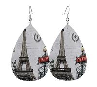 Boucles D'Oreilles Eiffel Tower French Post Metro Boucles D'Oreilles Pendantes Rétro Boucle D'Oreille En Faux Cuir Décoration Boucles D'Oreilles Pendantes En Cuir Pour Femmes Cadeau Fête