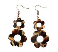 Boucles d'oreilles élégantes avec motif floral et léopard. Crochets d'oreilles raffinés parfaits pour les fêtes décontractées ou les occasions festives. Boucles d'oreilles tendance en acrylique