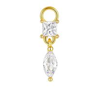 Boucles d'oreilles élégantes en argent avec perles en forme de losange et accents de cristal pour un look tendance - Argent avec accents de diamant, taille unique, comme décrit