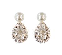 Boucles d'oreilles élégantes en argent sterling avec perles et strass pour femme et fille, Refer to description, Argent 925 + perle artificielle, Unisexe