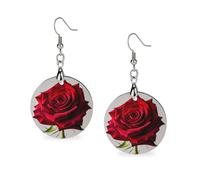 Boucles d'oreilles élégantes en bois rose rouge pour femme, bijoux vintage élégants en bois, boucles d'oreilles légères pour mariage, fête, cadeau de bijoux au quotidien, Circular, Bois, Bois.