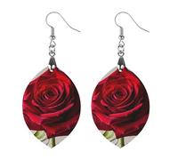 Boucles d'oreilles élégantes en bois rose rouge pour femme, bijoux vintage élégants en bois, boucles d'oreilles légères pour mariage, fête, cadeau de bijoux au quotidien, Love, Bois, Bois.