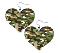 Boucles d'oreilles élégantes en cuir abstrait camouflage en forme de cœur, accessoires tendance et uniques pour un usage quotidien, taille unique