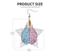 Boucles d'oreilles élégantes en cuir avec étoile en forme de cerveau humain - Accessoires tendance et uniques pour un usage quotidien, taille unique