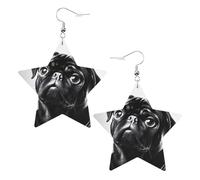 Boucles d'oreilles élégantes en cuir avec motif carlin noir mignon - Accessoires tendance et uniques pour un usage quotidien, taille unique