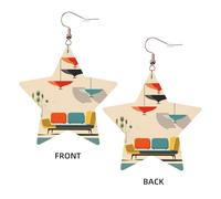 Boucles d'oreilles élégantes en cuir avec motif étoile du milieu du siècle - Accessoires tendance et uniques pour un usage quotidien, taille unique