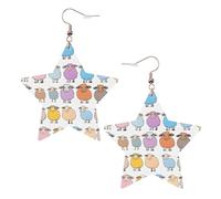 Boucles d'oreilles élégantes en cuir avec motif mouton coloré et étoile - Accessoires tendance et uniques pour un usage quotidien, taille unique
