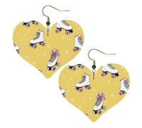 Boucles d'oreilles élégantes en cuir coloré en forme de cœur pour patins à roulettes - Accessoires tendance et uniques pour un usage quotidien, taille unique