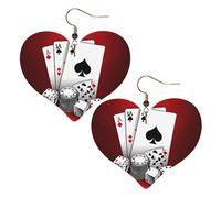 Boucles d'oreilles élégantes en cuir en forme de cœur de tournoi de poker - Accessoires tendance et uniques pour un usage quotidien, taille unique