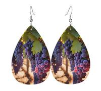 Boucles d'oreilles élégantes en cuir imprimé raisin du désert pour femme - Bijoux pendants en forme de larme, accessoire de fête léger à paillettes, taille unique, cuir, pas de pierre précieuse