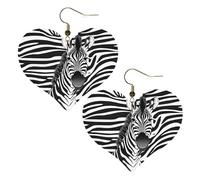 Boucles d'oreilles élégantes en cuir imprimé zèbre en forme de cœur - Accessoires tendance et uniques pour un usage quotidien, taille unique